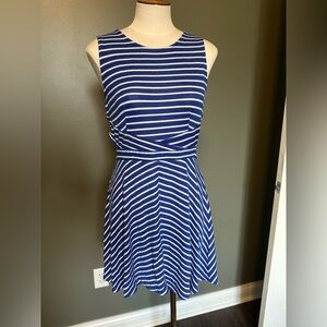 Striped Blue and White Sleeveless Dress